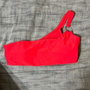 Red one shoulder bathing suit